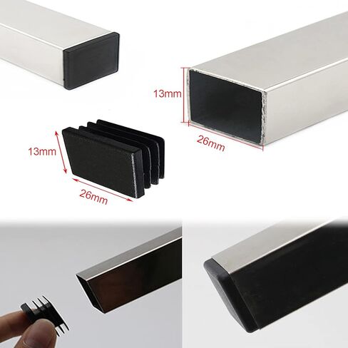 مستطيل البلاستيك التوصيل أنابيب آخر نهاية غطاء 26 مللي متر x 13 مللي متر الأسود كرسي الإنزلاق لجدول كرسي الجرف إدراج التشطيب التوصيل 50 قطعة in Kuwait