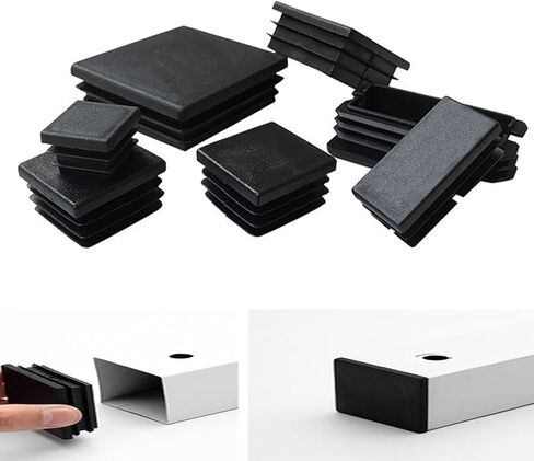 مستطيل البلاستيك التوصيل أنابيب آخر نهاية غطاء 26 مللي متر x 13 مللي متر الأسود كرسي الإنزلاق لجدول كرسي الجرف إدراج التشطيب التوصيل 50 قطعة in Kuwait