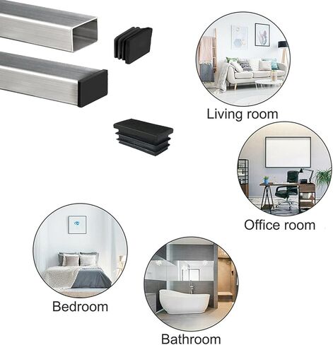 مستطيل البلاستيك التوصيل أنابيب آخر نهاية غطاء 26 مللي متر x 13 مللي متر الأسود كرسي الإنزلاق لجدول كرسي الجرف إدراج التشطيب التوصيل 50 قطعة in Kuwait
