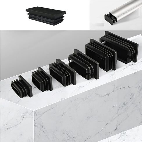 مستطيل البلاستيك التوصيل أنابيب آخر نهاية غطاء 26 مللي متر x 13 مللي متر الأسود كرسي الإنزلاق لجدول كرسي الجرف إدراج التشطيب التوصيل 50 قطعة in Kuwait