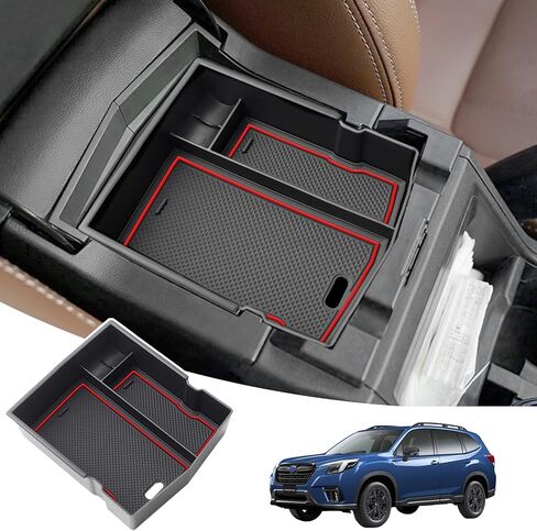 صينية تنظيم وحدة التحكم المركزية بتصميم مطور من JKCOVER متوافقة مع Subaru Forester 2024 2023 2022 2021 2020 2019 صندوق تخزين داخلي لمسند الذراع وملحقات سهلة الإزالة in Saudi Arabia