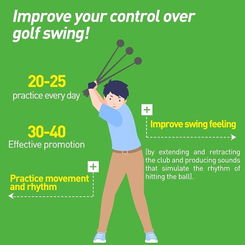 Golf Swing Trainer, Stretchable Swing Training Device with Sound-Emitting Swing Rod aids in Practice, Lightweight, Durable Golf Swing Mas with Ergonomic Grip in Saudi Arabia
