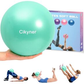 Cikyner Soft Pilates Ball, Small Exercise Ball 23-25cm Mini Gym Ball with Inflatable Straw, Suitable for Pilates, Yoga, Full body Training, Physical Therapy and Balance improving at Home, Gym & Office