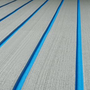 ICOOP Boat Flooring 94.5"x24" Non Slip High Density EVA Foam Decking Sheet Gray Blue Sea Deck Boat Decking Pad Sea Deck 3m Self Adhesive Vinyl Hydro Turf Marine Carpet for Boats Pontoon Floor Covering