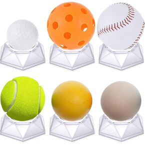 6 Pcs Acrylic Hexagon Display Stand Holder Acrylic Baseball Holders Baseball Stands for Display Golf Ball Holder Display for Softball Golf Tennis Baseball Marble Egg Sphere Puzzle Ball