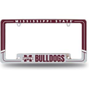 Rico Industries NCAA Mississippi State Bulldogs Two-Tone 12" x 6" Chrome All Over Automotive License Plate Frame for Car/Truck/SUV