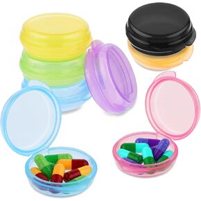 8pcs Small Pill Box Cute Portable Pill Case Travel Pills Organizer Box Medicine Dispenser Earplug Container Vitamin Holder Liver Oil Storage Case for Women Men Pocket Purse Briefcase