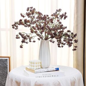 6 Pcs Artificial Plum Stem Fall Fake Plum Berry Picks Branches Faux Plum Spray for Home Halloween Thanksgiving Farmhouse Mantel Harvest DIY Decorations (32 Inch)