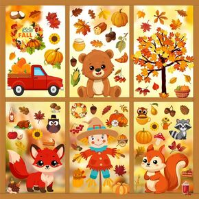 Cute Fall Window Clings Autumn Window Stickers for Glass Windows Fall Window Decorations Fall Window Decals Fall Window Clings for Thanksgiving Decorations Fall Decorations