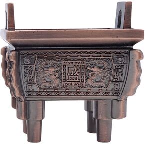 TrendBox Model B - Mini Vintage Design Ding Sheng Bronze Tripod Incense Cone Coil Stick Burner Holder Ash Catcher Chinese Traditional Style Buddhist Washable