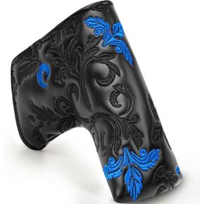 Craftsman Golf Premium Leather Floral Black Blade Putter Cover Headcover Magnetic Closure for Scotty Cameron Taylormade Odyssey