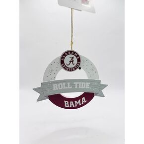 Alabama Roll Tide Miniature Wreath Christmas Ornament 4 Inches Tall Crimson Red White Officially Licensed Team Gear Home Office Grad Gift Birthday Present Merchandise