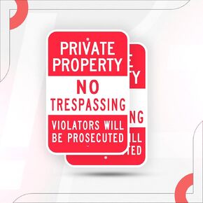 (Pack of 2) Private Property No Trespassing Sign, Violators Will Be Prosecuted, 18" x 12" 0.83 mm - 0.034 inch thickness Engineer Grade Reflective (EGR), Rust Free Aluminum, Weather Resistant, Waterproof with UV Protection