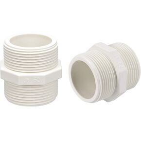 uxcell PVC Pipe Fitting Hex Nipple G1-1/2 X G1-1/2 Male Thread Adapter Connector 2pcs