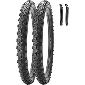 SIMEIQI Pair of 16"/18"/20"/26"x2.125" Bike Tires with Levers Replacement Foldable Bike Tires for Mountain Trail Hybrid Bicycles Suitable for Dirt Urban Pavement