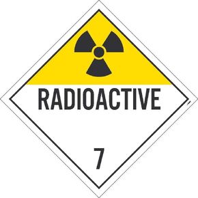 NMC DL16TB Radioactive Placard - 10.75 in. x 10.75 in. Card Stock Class 7 Dot Placard Sign with Black Text on White Base