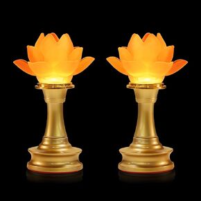 1 Pair-7 Color LED Lotus Flower Lamp - Crystal Lotus Buddhist Lamp Lights, Buddha Lamp Light with Adjustable Switch for Buddhist Occasions, Supplies Meditation Buddhist (10 inch)