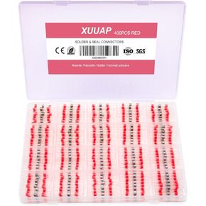 400 PCS Solder Seal Butt Connectors 22-18 AWG, Waterproof Heat Shrink Wire Connectors, Solder Stick Electrical Terminals (Red)