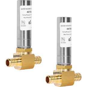 (2-Pack) Yqimtion Water Hammer Arrestor Pex, 1/2" Pex-B Crimp Barb Connection, ASTM F1807, Tee, Stainless Steel, Reduce Banging Noise(2-Pack)
