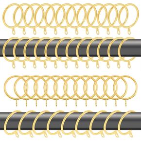 60 pcs 1.5-Inch Inner Diameter Metal Drapery Rings Curtain Rings with Eyelets, Decorative Curtain Rod Rings Drapery Curtain Rings Fits Up to 1 1/4-Inch Rod, Gold