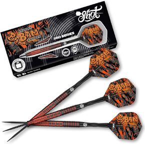 Shot! Darts Pro Series-Bradley Brooks Steel Tip Dart Set-90% Tungsten Barrels – Designed Dart Flights for Women & Men – Metal Tip Bar Darts for Adults