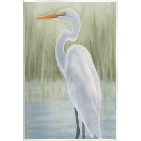 Stupell Industries Egret on Marsh Landscape Wall Plaque Art Design by Grace Popp