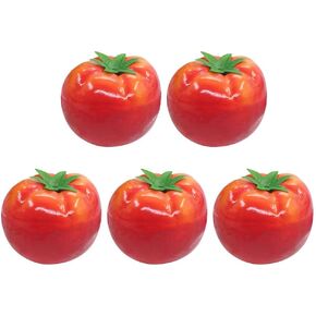 Fake Tomato 5pcs Artificial Tomatoes Fake Tomatoes for Decoration Lifelike Plastic Fruit Models Realistic Vegetables Ornament Kitchen Party Food Props for Table Display Red