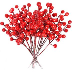 Dzrige 20Pcs Christmas Red Berries Stem,8.9 Inch Artificial Berry Stems,Artificial Christmas Picks for Home DIY Crafts Wedding New Year Christmas Tree Decoration