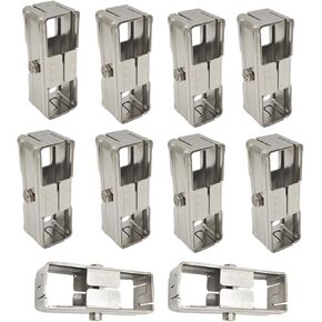 10Pcs1x1 Inch 2 Way Square Tube Connector, 201 Stainless Steel Paralleled Fitting for Square Tube 25.4mm Chain Link Fence Guardrail End Rails Clamps, Thickness 1.7mm (Bolts/Nuts Included)