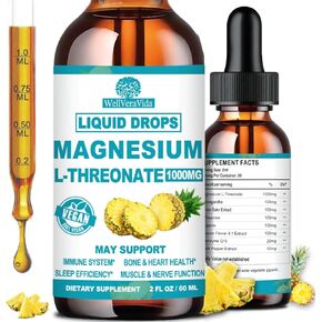 Magnesium L-Threonate Liquid, Triple Sleep Magnesium Threonate w. Apigenin, Theanine, Lemon Balm High Absorption Liquid Magnesium Threonate Supplement for Sleep Memory Calm Brain Nerve Muscle