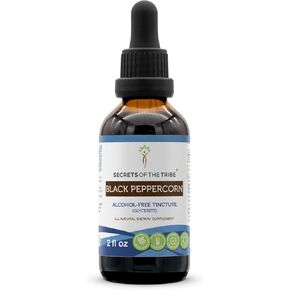 Secrets of the Tribe Black Peppercorn Tincture Alcohol-Free Liquid Extract, Black Peppercorn (Piper nigrum) Dried Fruit (2 FL OZ)
