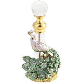 TEAMWILL Vintage Peacock Perfume Bottle Peacock Refillable Empty Glass Bottle Cologne Bottles for Home Festival Decoration 4ml