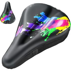 Bike Seat Cushion - Gel Padded Bike Seat Cover for Men Women Comfort, Waterproof Padded Cushion Fit for Peloton, Stationary, Road Bicycle Seats, Youth Colorful and Fashionable Bike Saddle Cushion