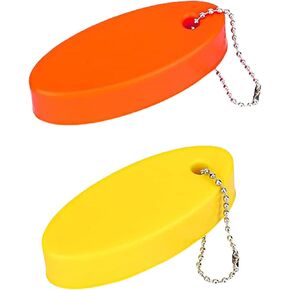 2 Pack Floating Keychain for Boat Keys, Waterproof Vinyl Foam Floating Keychain Bright Color Oval Float Key Rings