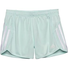 adidas Girls' 3 Stripe Mesh Short, Ice Mint, Elastic Waistband (US, Alpha, Medium, Regular, Ice Mint)