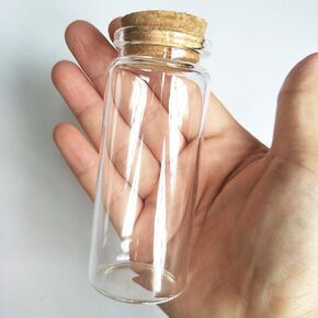 6pcs 65ml Small Mini Glass bottles Vials Jars Glass with Cork Stoppers DIY Decoration 65ml 37x90mm(1.18x3.54inch)