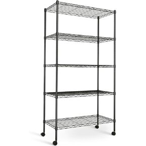 Heavy Duty 5-Shelf Shelving Unit 1250Lb Capacity, 29.92" D x 13.98" W x 62.99" H, 5 Tier, Black