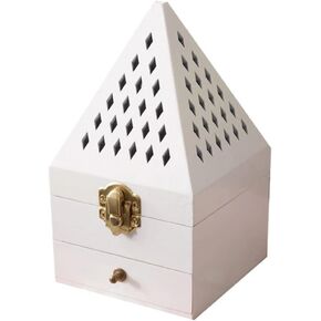 Incense Stick Stand Incense Burner Incense Censer Portable Bakhoor Burner Charcoal Bakhoor Burner for Yoga Spa White Wood Pyramids Figurine