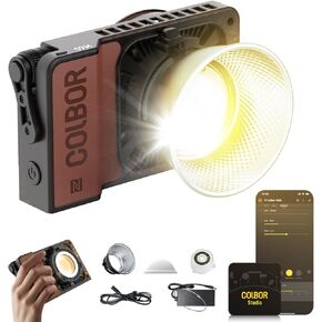 COLBOR Video Light, W100 100W 2700K-6500K Bi-Color Pocket Continuous Output Lighting with LED Screen 3 Powering Options APP Control for Filmmaking Live Streaming, Cob-Video-Light-Photography-Studio