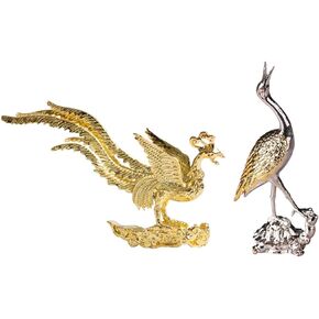 Leadigol Incense Holder Set,Phoenix Crane Golden Incense Holder,Phoenix Figurine Delicate Crafts Golden Aromatherapy Furnace Antique Auspicious Incense Stick Holder