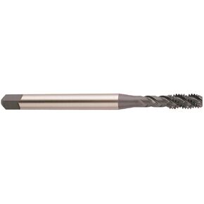 YG-1 BT Series Vanadium Alloy HSS Spiral Flute Tap, Hardslick Coated, Round Shank with Square End, Modified Bottoming Chamfer, M8.0-1.0 Thread Size, D5 Tolerance