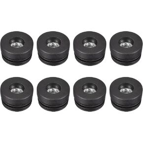 uxcell 8Pcs Inserts for Round Tubes with M10 Thread, for 38mm/1.5" OD Round Tube, Round Black Plastic Plug Caster Insert Chair End Caps Furniture Leg Plug