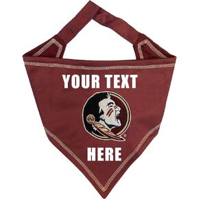 NCAA Florida State Seminoles Personalized Tie Bandana for Dogs & Cats, Size Small/Medium. Custom Dog Bandana Scarf Bib for Pet Cat Dog. The Ultimate Game-Day & Party Customizable Bandana