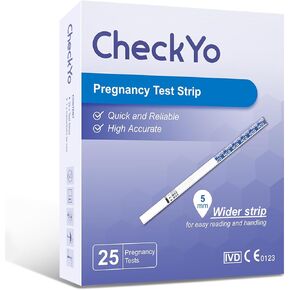 [25 Pack]CheckYo Pregnancy Test Strips: High Accuracy hCG Pregnancy Test Kits for Women at Home Early Detection, Easy & Fast Results-Individually Wrapped Strips