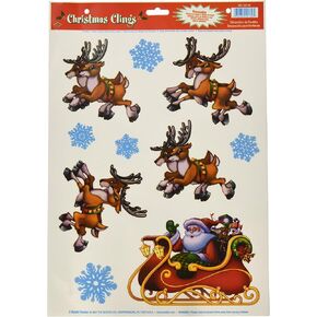 Santa Sleigh and Reindeer Window Clings