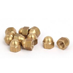 uxcell 10pcs M4 Female Thread Nut DIN1587 Dome Cap Head Hex Brass Tone