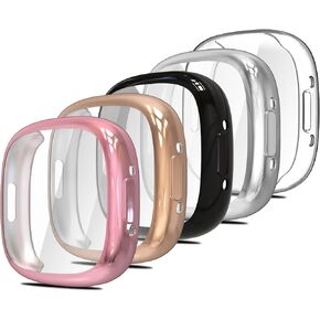Simpeak 5Pack Screen Protector Case Compatible with Fitbit Versa 4/Sense 2 Smartwatch, Soft TPU Bumper Cover Screen Full Protection Cases Compatible with Fitbit Sense 2/Versa 4 (2022 Model)