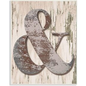 Stupell Industries Distressed Wood and Patina Ampersand Wall Plaque, 10 x 15, Multi-Color