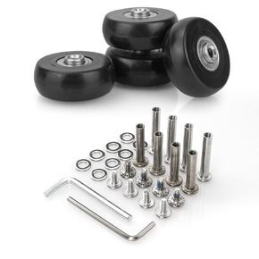 Domiella 4 Pcs Luggage Wheels Replacement, 50 x 18mm Swivel Caster Wheels, Rubber Suitcase Wheels
