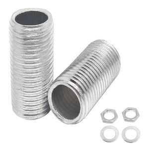 15set Lamp Pipe Nipple,1.0 Pitch All Threaded,Zinc Plated Hollow Lamps Repair Part Hardware,with Nut Washer(M10-1.0x20mm/30mm/40mm/70mm/80mm/100mm)